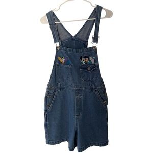 VTG Mickey Unlimited Disney Denim Overalls Shorts Donald Goofy V2